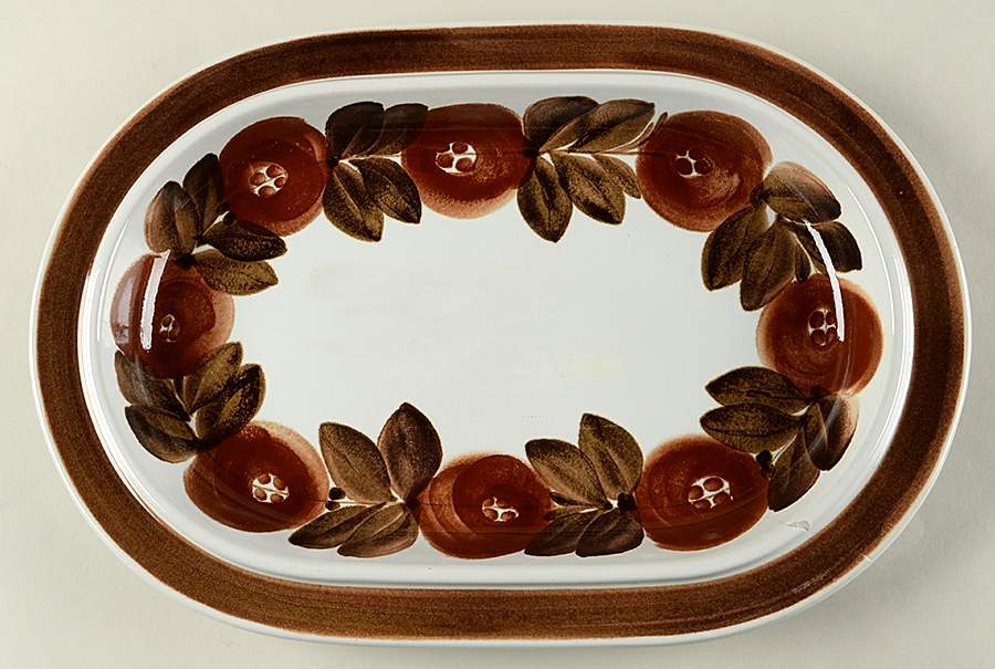 Rosmarin Brown 14" Oval Serving Platter by Arabia of Finland-1