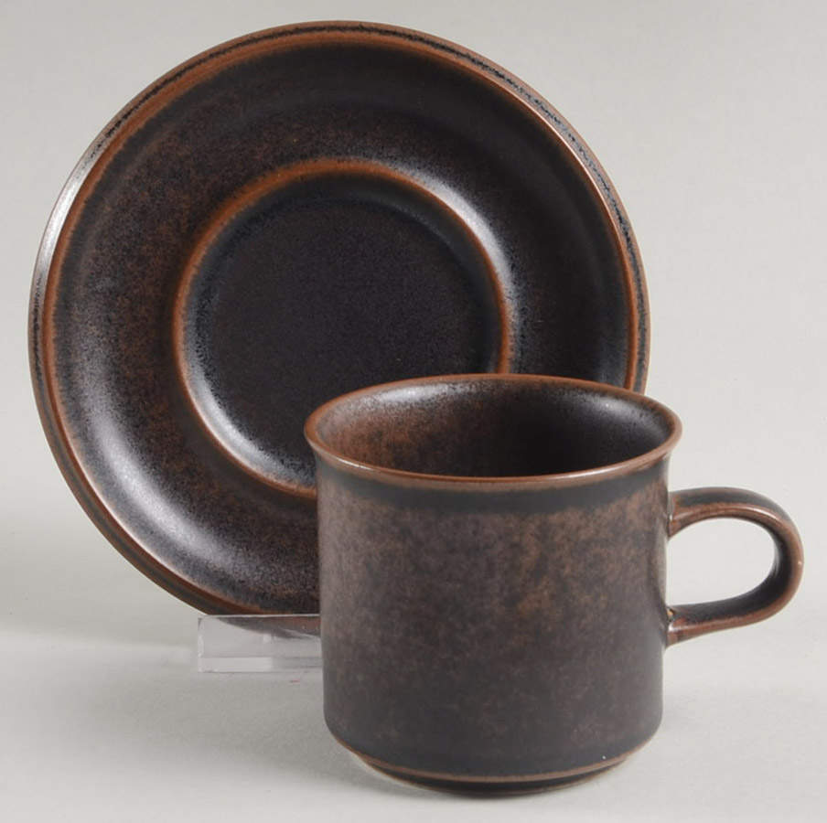 Ruska Flat Demitasse Cup & Saucer Set by Arabia of Finland-1
