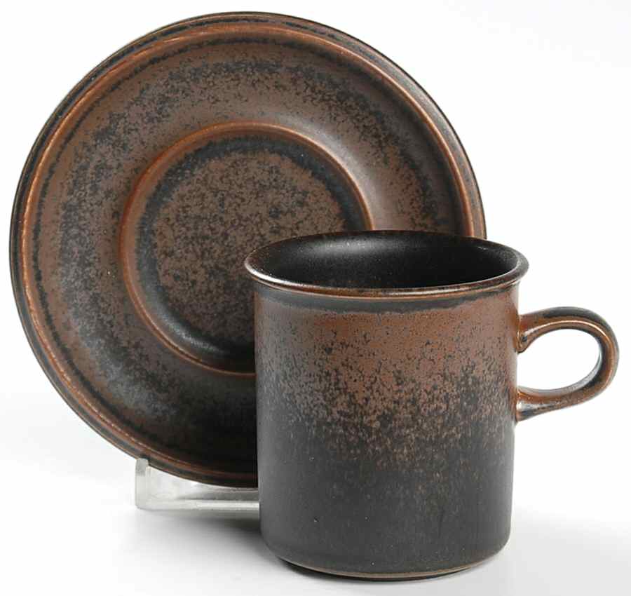 Ruska Flat Demitasse Cup & Saucer Set by Arabia of Finland-1
