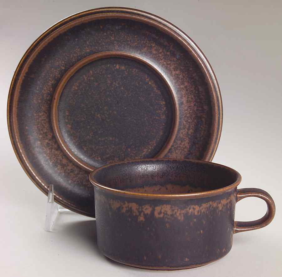 Ruska Flat Cup & Saucer Set by Arabia of Finland-1