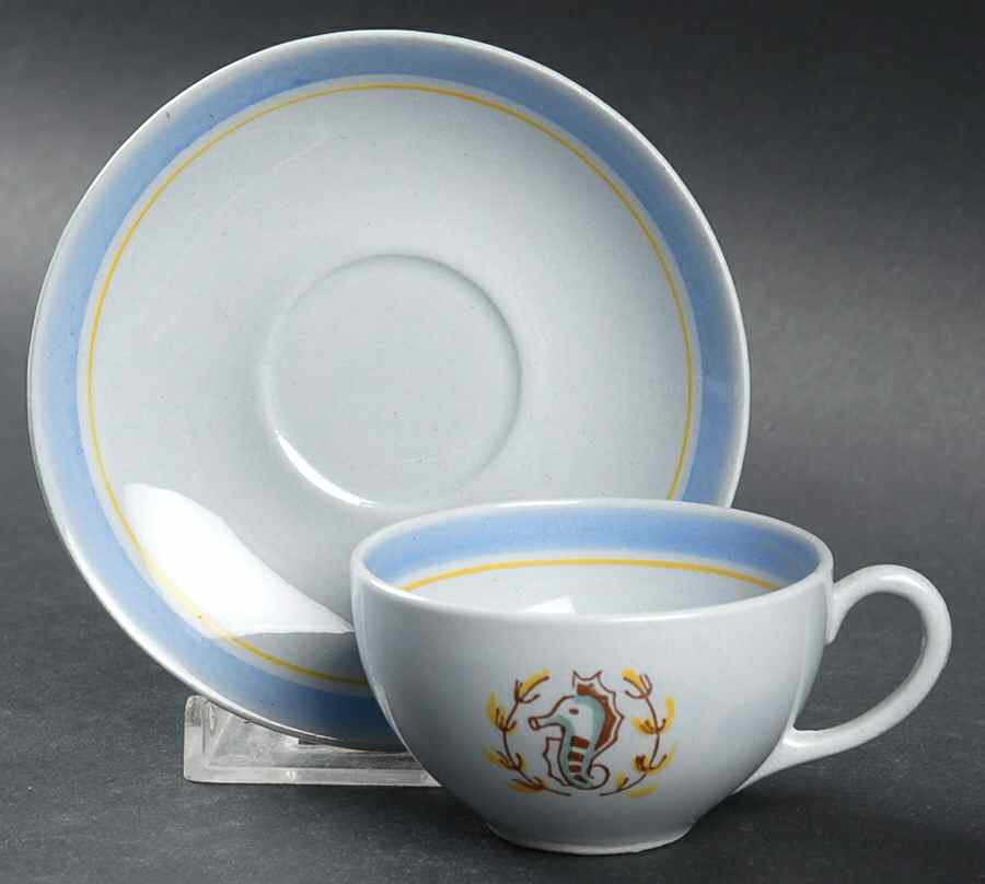 Sailor Grey Blue Flat Demitasse Cup & Saucer Set by Arabia of Finland-1
