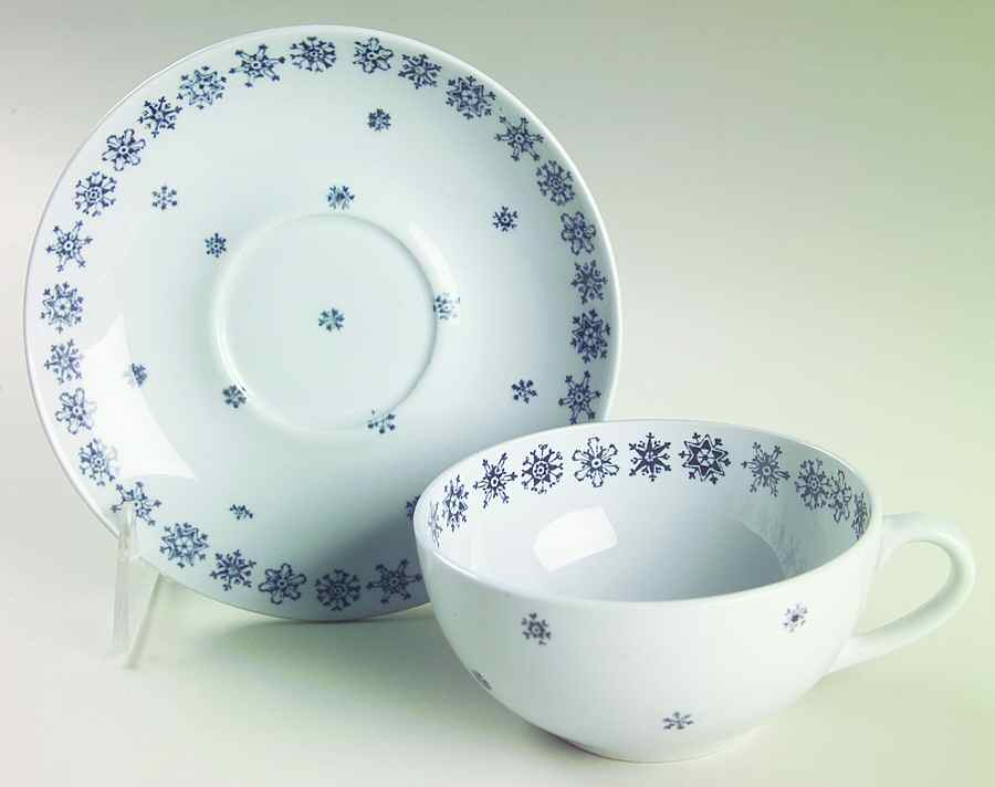 Snowflake Flat Cup & Saucer Set by Arabia of Finland-1