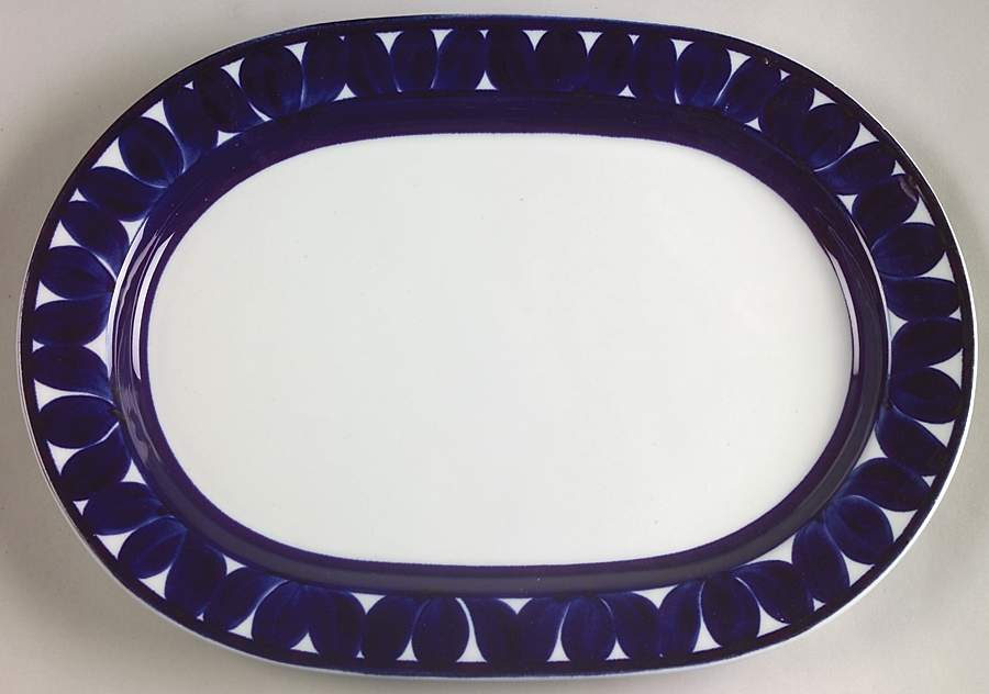 Sotka Blue 11" Oval Serving Platter by Arabia of Finland-1