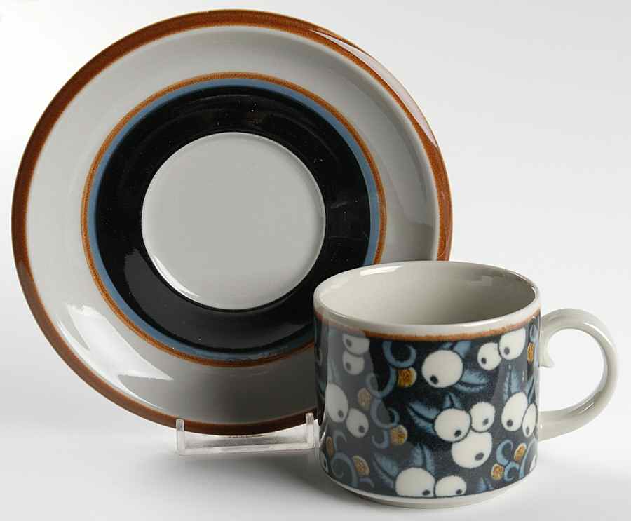 Taika Flat Cup & Saucer Set by Arabia of Finland-1