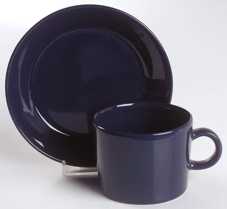Teema Dark Blue Flat Cup & Saucer Set by Arabia of Finland-1