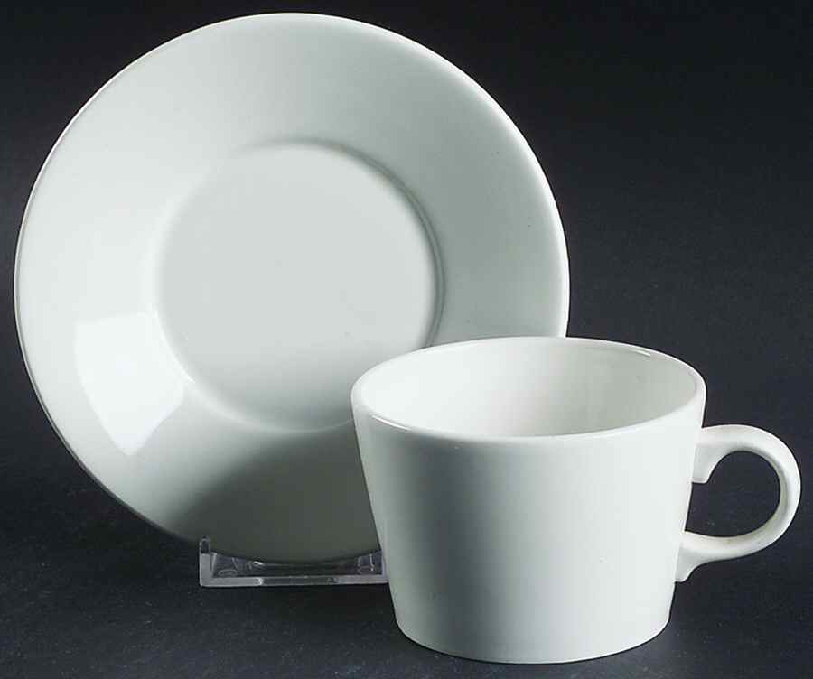 Teema Off White Flat Cup & Saucer Set by Arabia of Finland-1