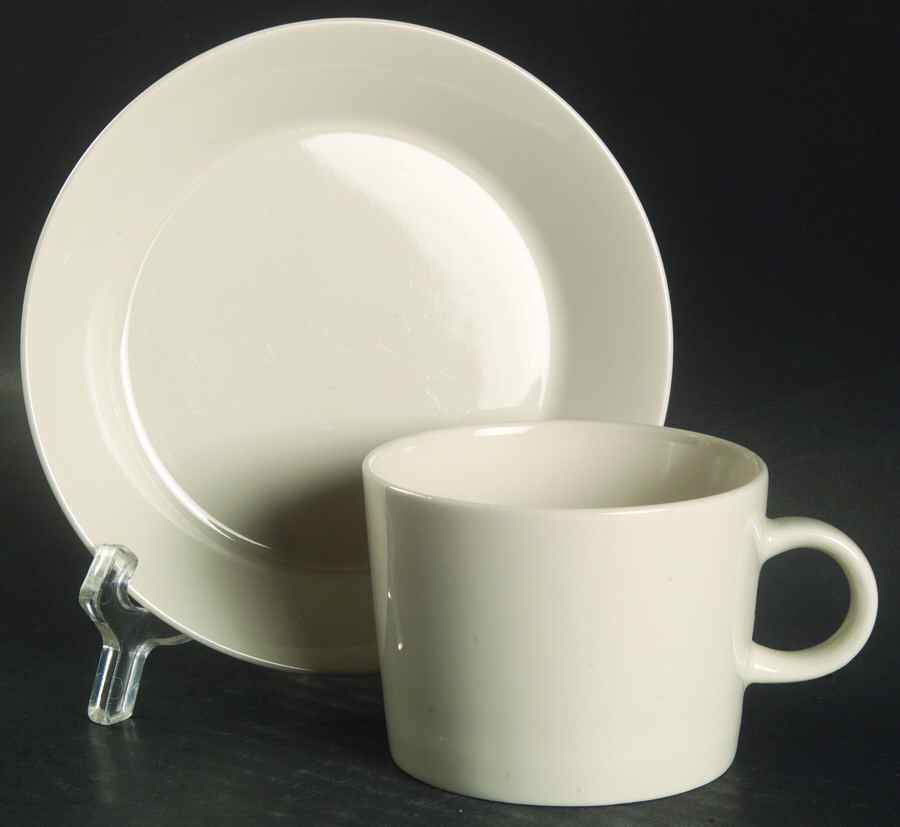 Teema Off White Flat Cup & Saucer Set by Arabia of Finland-1