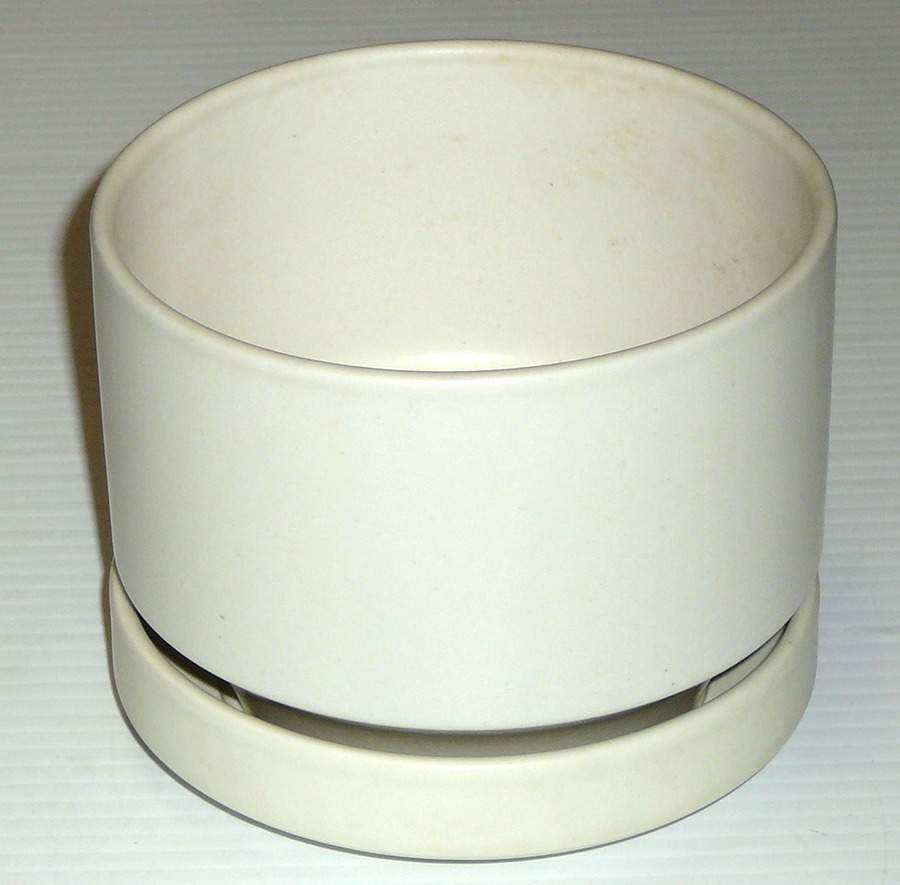 Teema Off White 4" Flower Pot with Underplate by Arabia of Finland-1