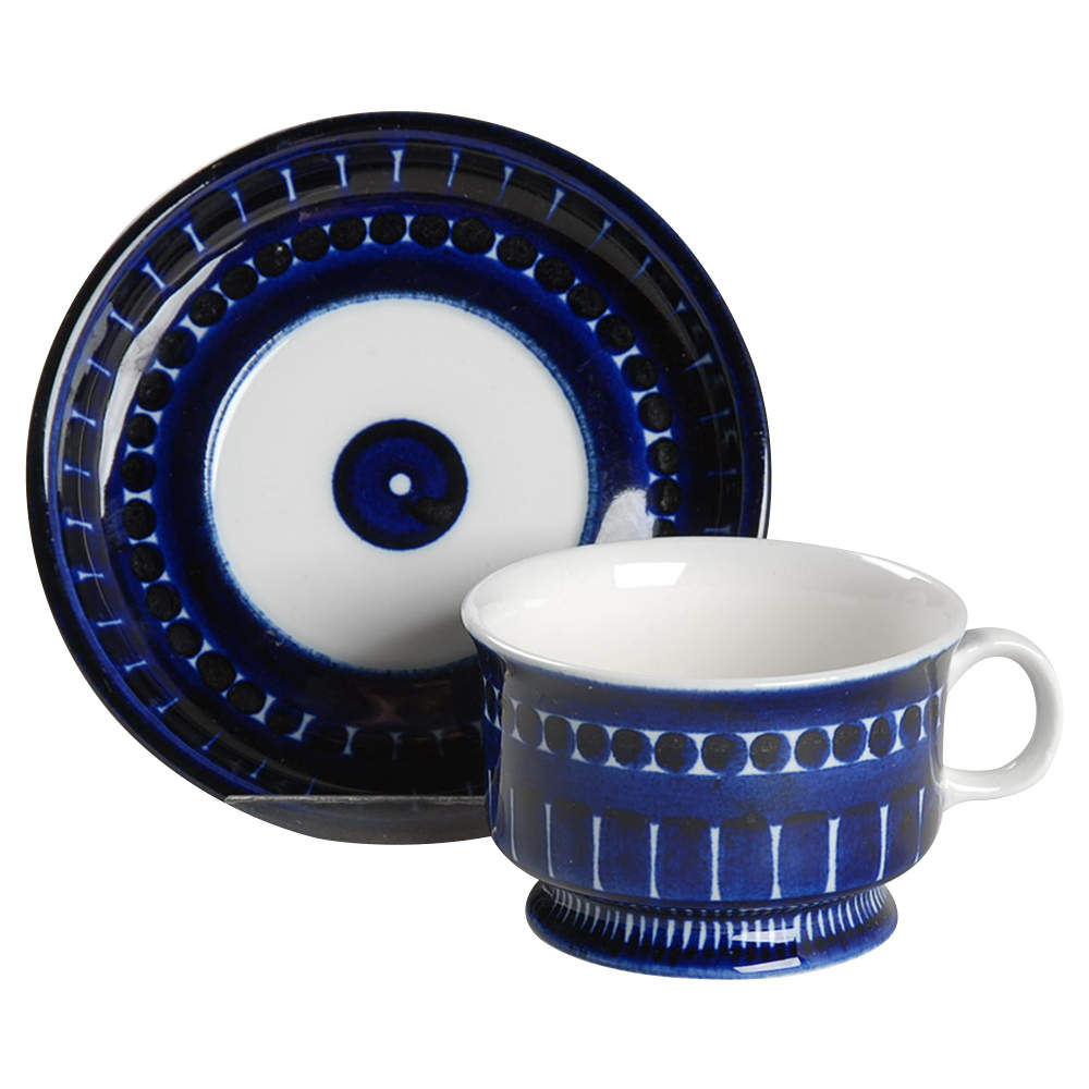 Valencia Footed Demitasse Cup & Saucer Set by Arabia of Finland-1