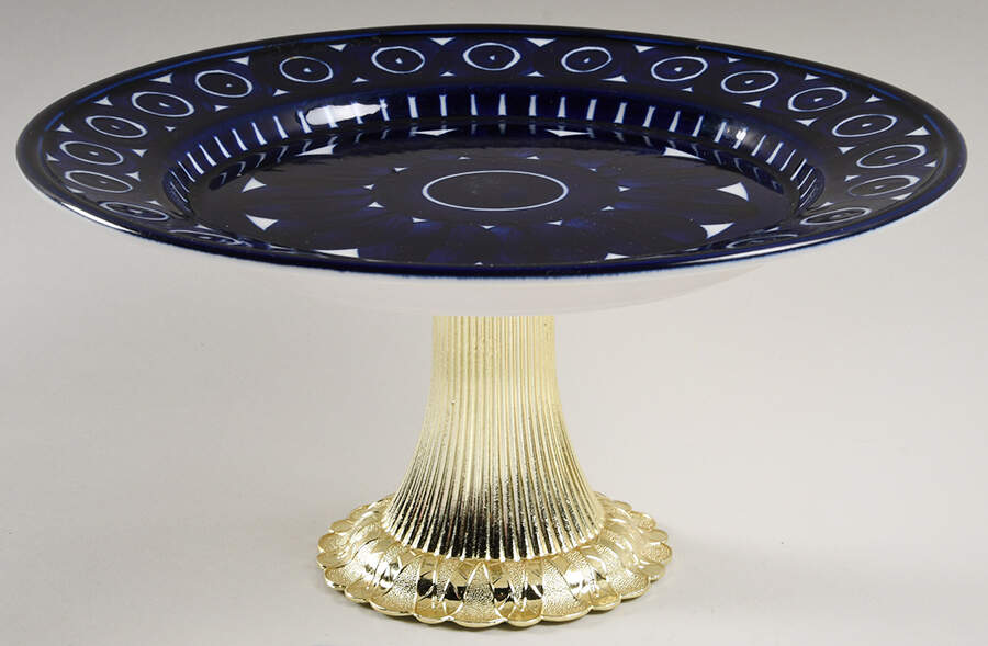 Valencia Cake Stand with 4"-5" Metal Pedestal  Hc by Arabia of Finland-1
