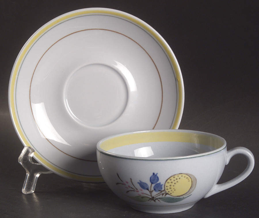 Windflower Flat Cup & Saucer Set by Arabia of Finland-1