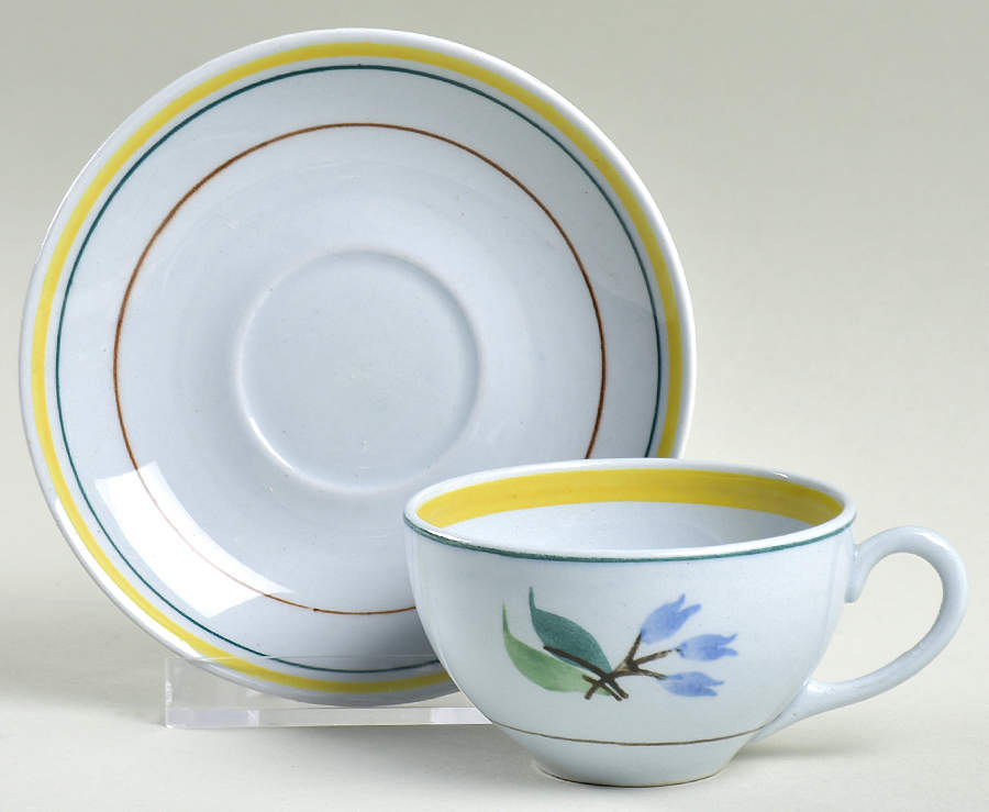 Windflower Flat Demitasse Cup & Saucer Set by Arabia of Finland-1