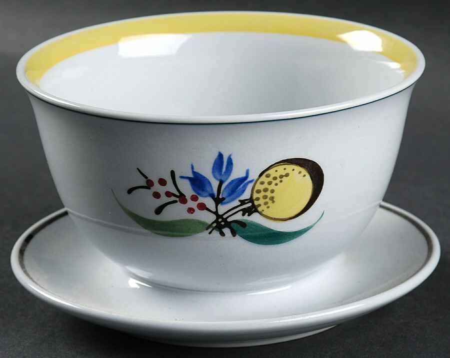 Windflower Gravy Boat with Attached Underplate by Arabia of Finland-1