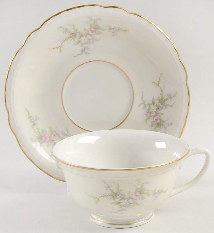 Old Rose Footed Cup & Saucer Set by Arcadian-Prestige-1