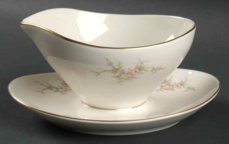Petite Rose Gravy Boat with Attached Underplate by Arcadian-Prestige-1