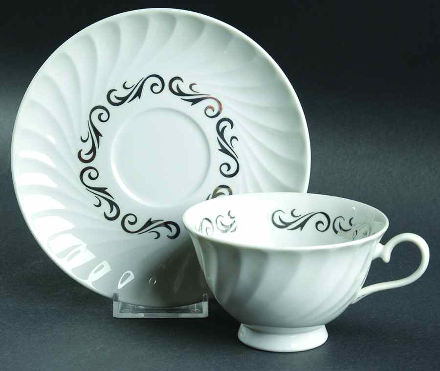 Silver Wreath Footed Cup & Saucer Set by Arcadian-Prestige-1