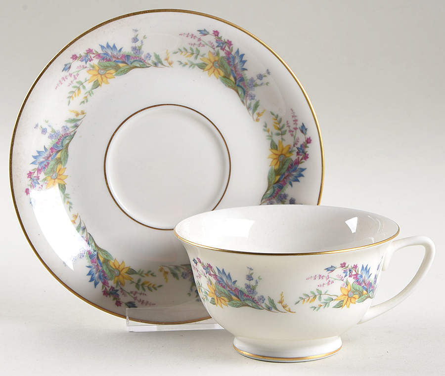 Spring Glory Footed Cup & Saucer Set by Arcadian-Prestige-1