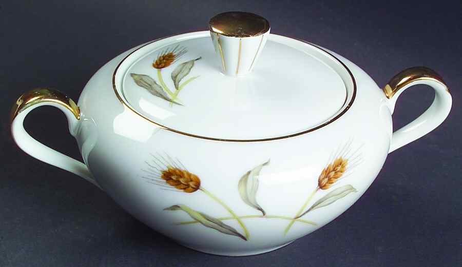 Golden Wheat Sugar Bowl & Lid by Arlen-1