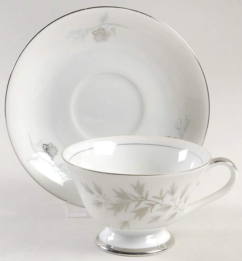 Silver Spray Footed Cup & Saucer Set by Arlen-1