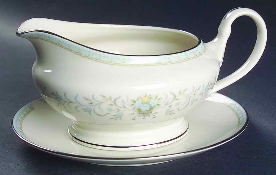 Blue Versailles Round Gravy Boat & Underplate by American Royalty-1