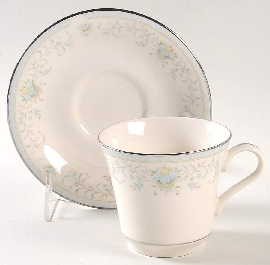 Blue Versailles Flat Cup & Saucer Set by American Royalty-1