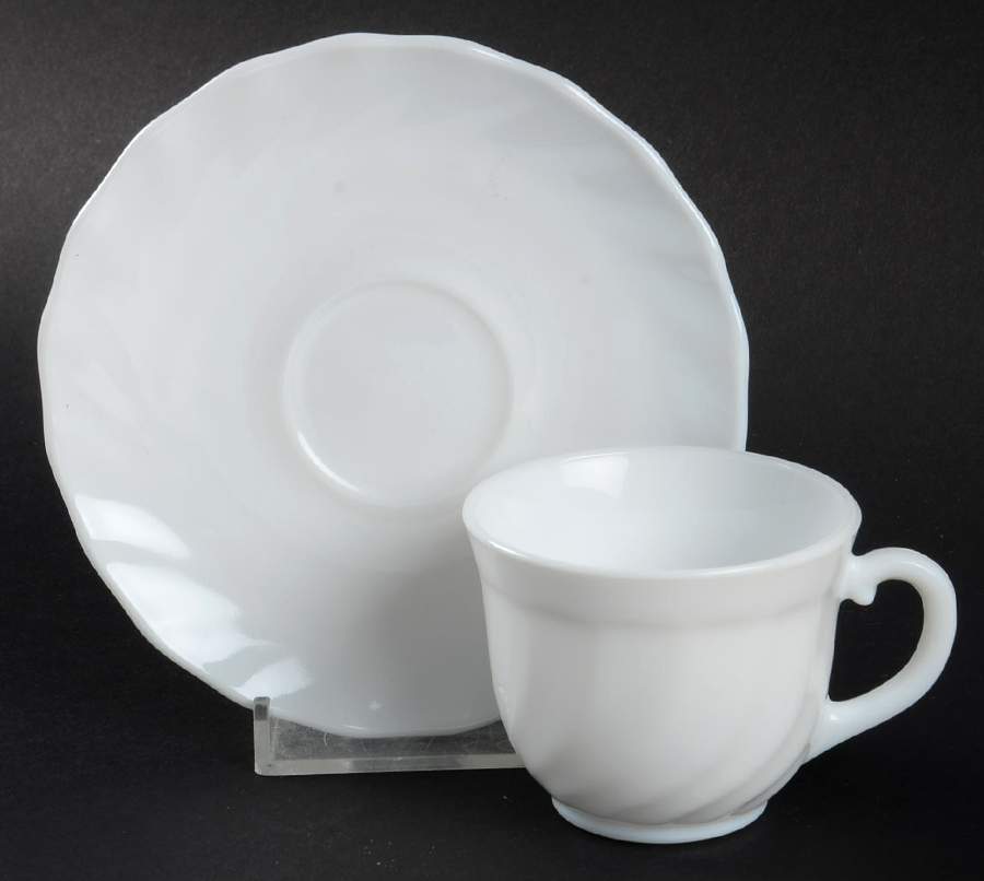 Trianon White Flat Demitasse Cup & Saucer Set by Arcopal-1