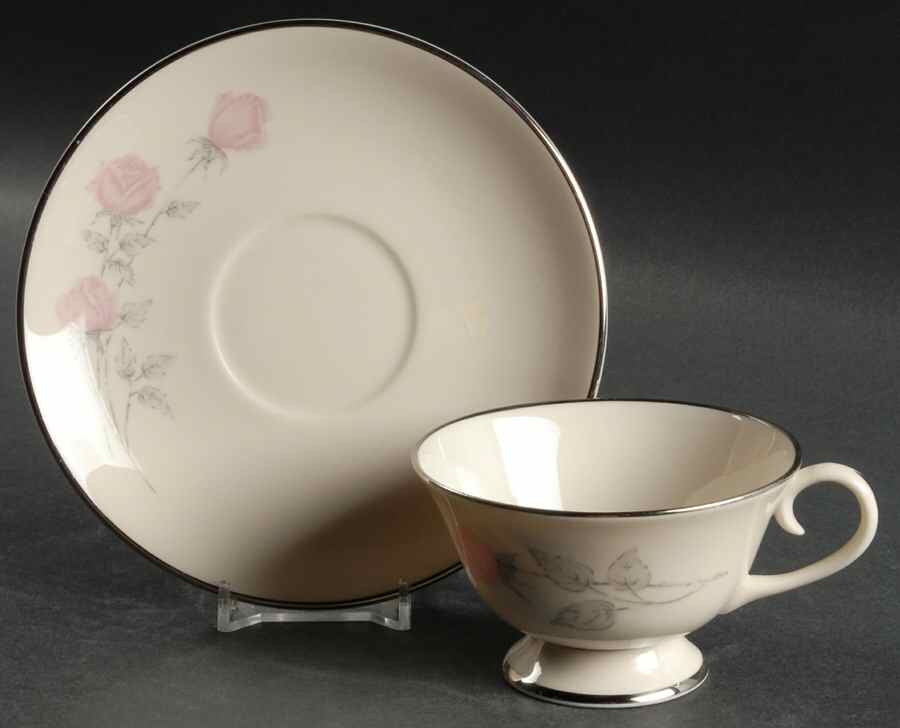 Champagne Rose Footed Cup & Saucer Set by Aristocraft-1