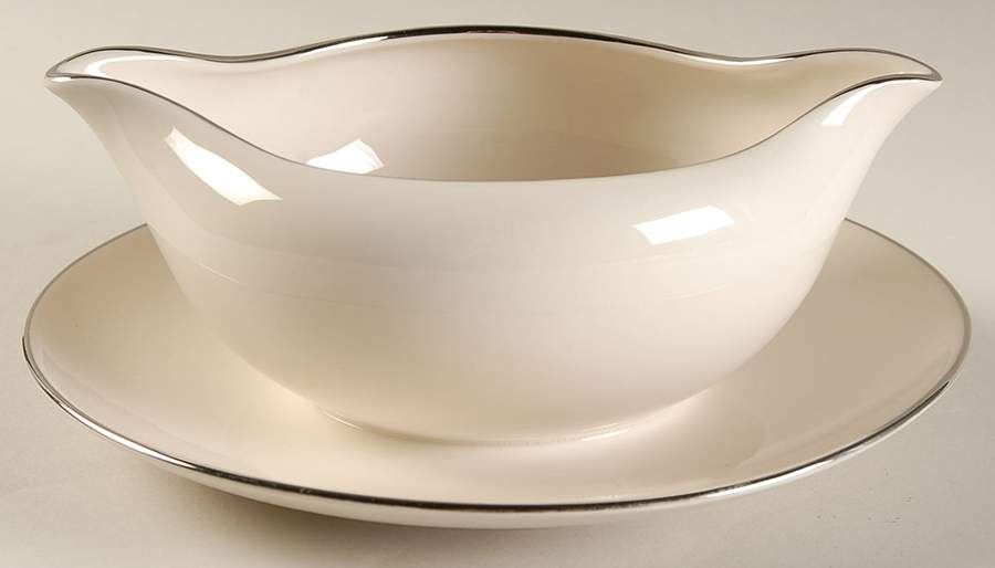 Royal Platinum (Cream) Gravy Boat with Attached Underplate by Aristocraft-1