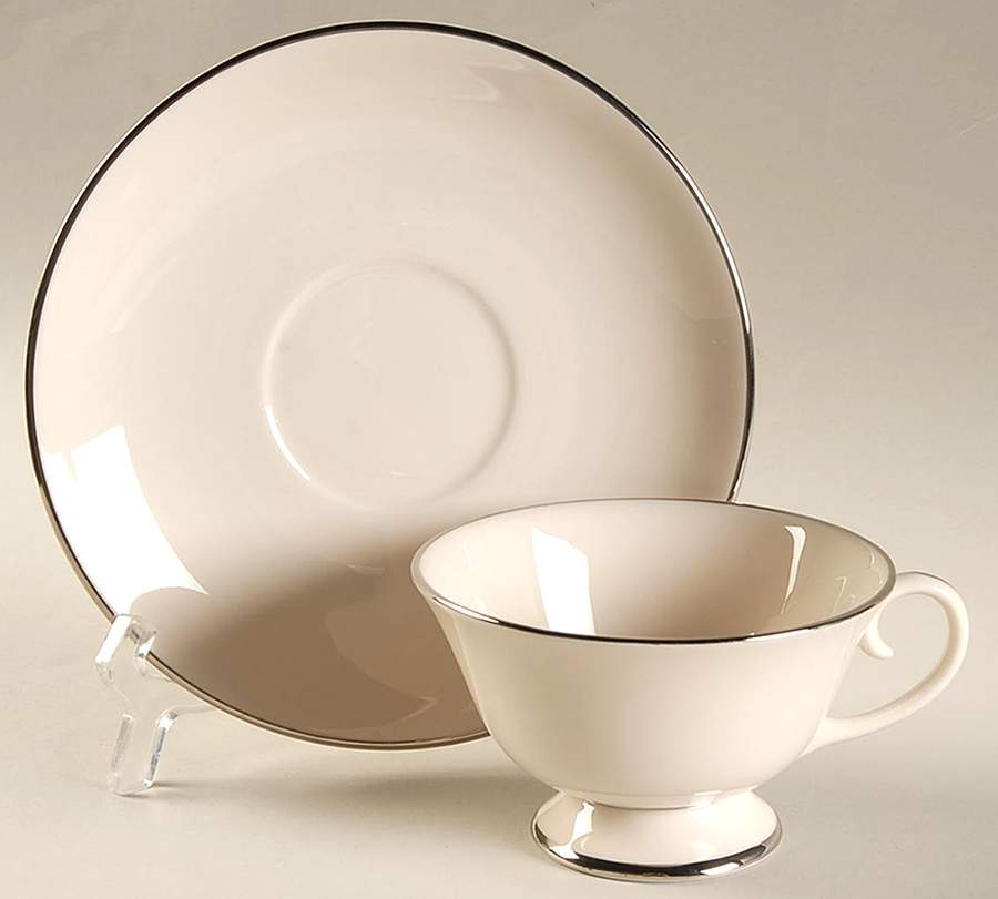 Royal Platinum (Cream) Footed Cup & Saucer Set by Aristocraft-1