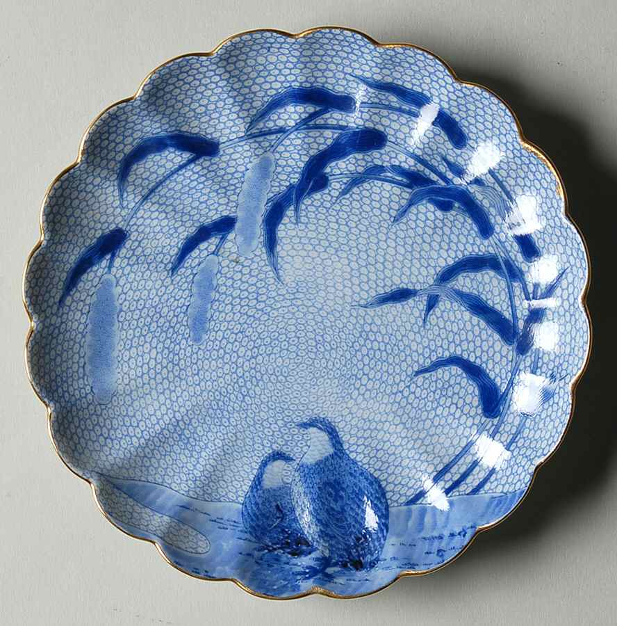 Blue Chinese Quail Bread & Butter Plate by Arita-1