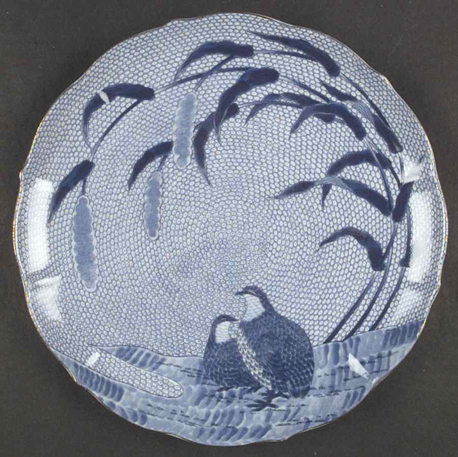 Blue Chinese Quail Dinner Plate by Arita-1