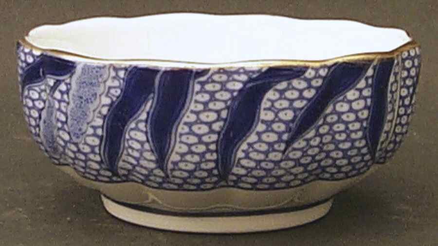 Blue Chinese Quail Nut Dish by Arita-1