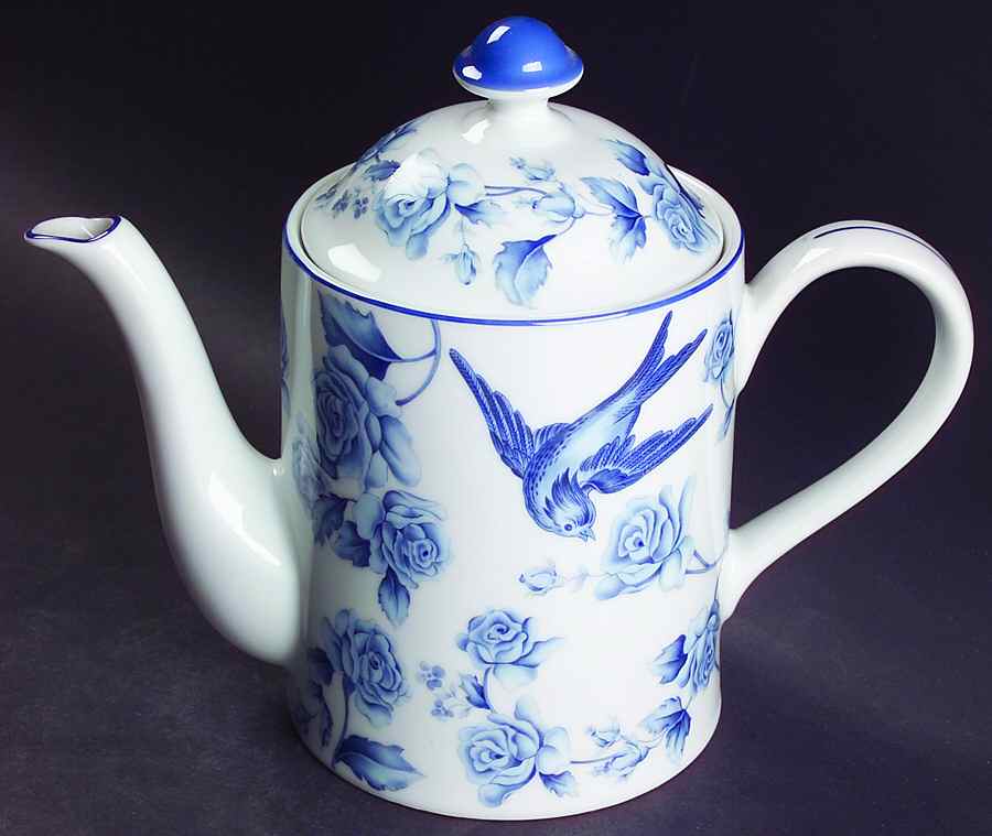 Blue Damask Coffee Pot & Lid by Arita-1
