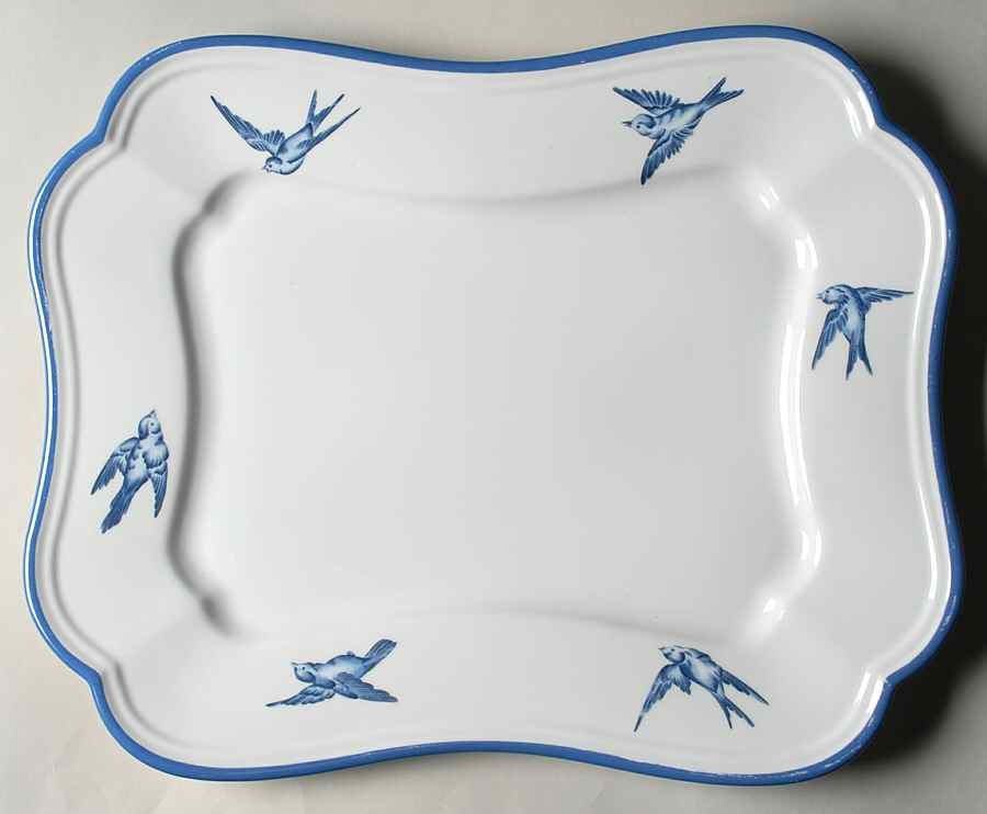 Blue Damask 14" Rectangular Serving Platter by Arita-1