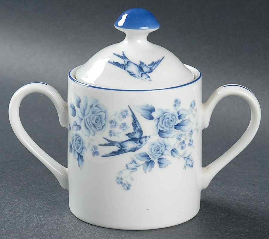 Blue Damask Sugar Bowl & Lid by Arita-1