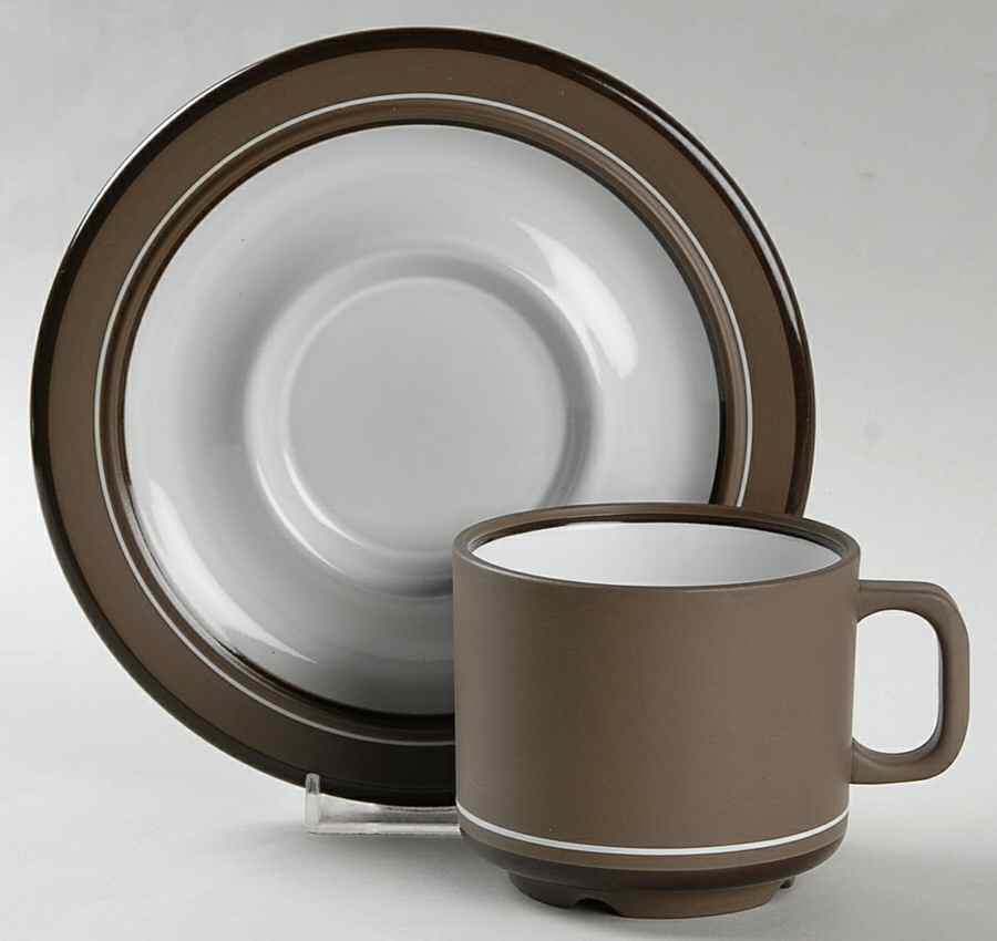 Genesis Brown Flat Cup & Saucer Set by Arita-1