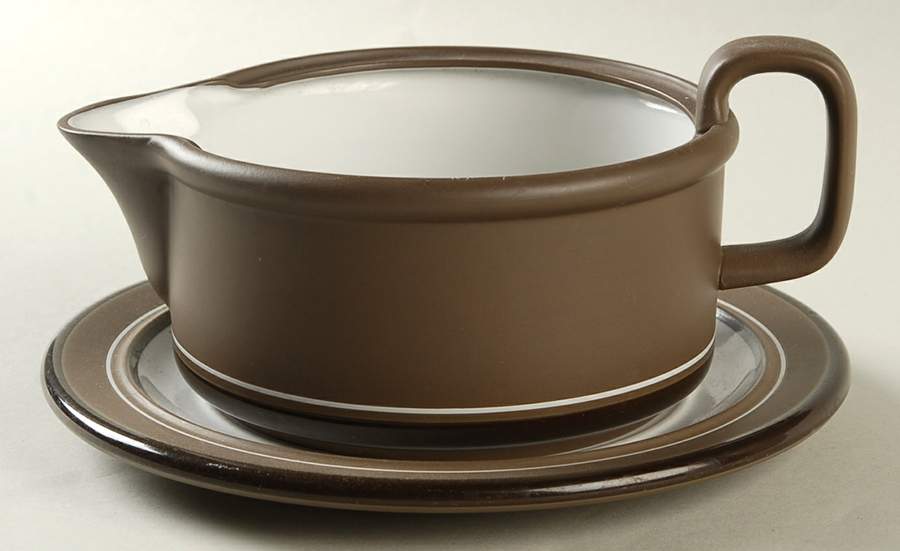 Genesis Brown Round Gravy Boat & Underplate by Arita-1