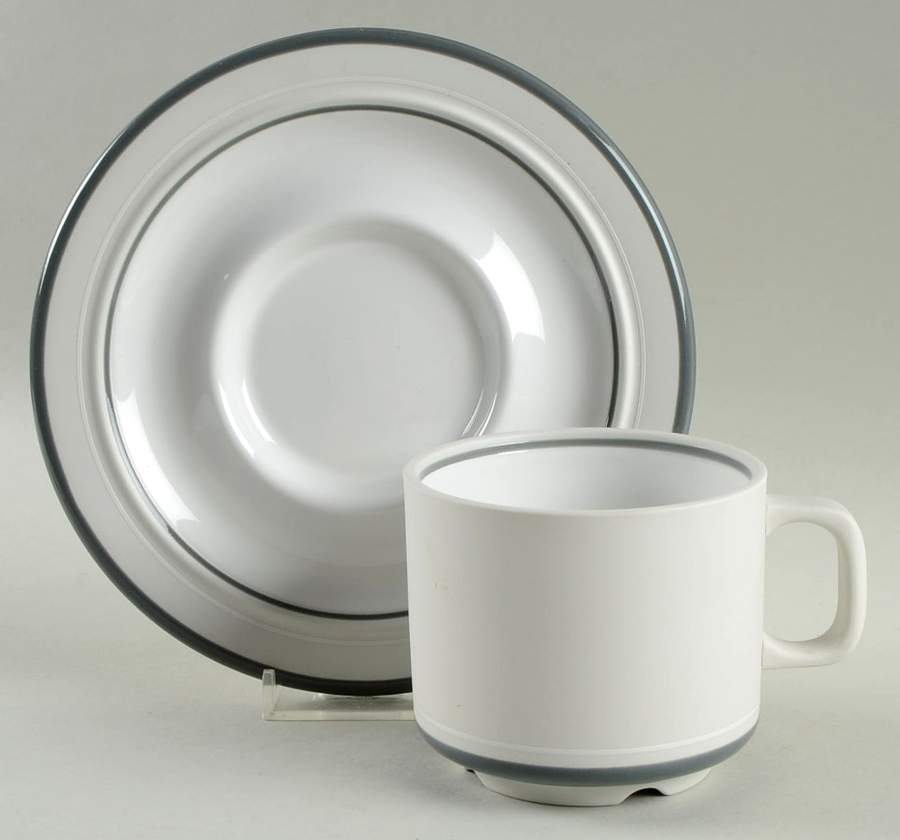 Genesis Grey Flat Cup & Saucer Set by Arita-1