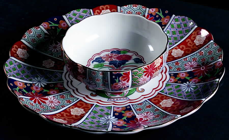 Imari Fan Chip & Dip Set by Arita-1