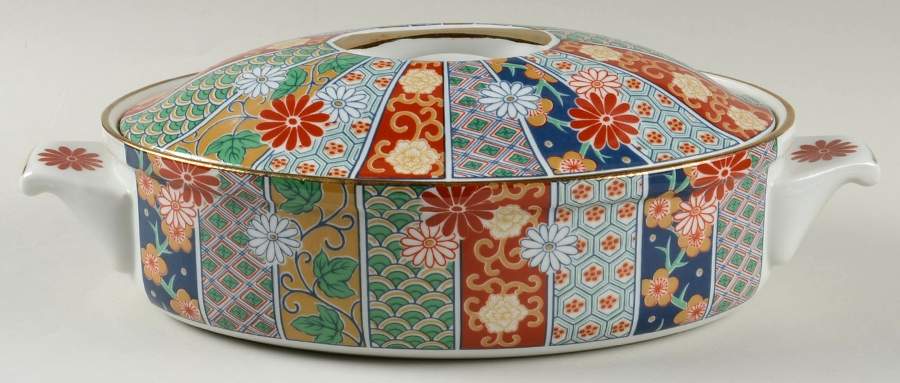 Imari Fan Oval Covered Vegetable by Arita-1