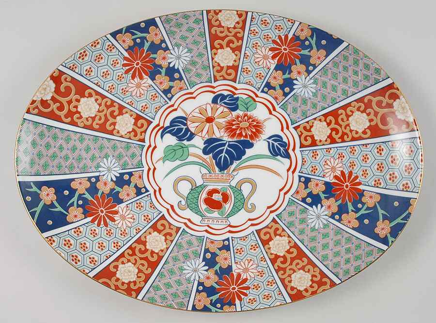 Imari Fan 16" Oval Serving Platter by Arita-1