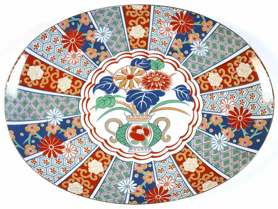 Imari Fan 14" Oval Serving Platter by Arita-1