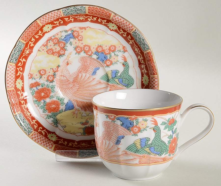 Imari Peacock Flat Cup & Saucer Set by Arita-1