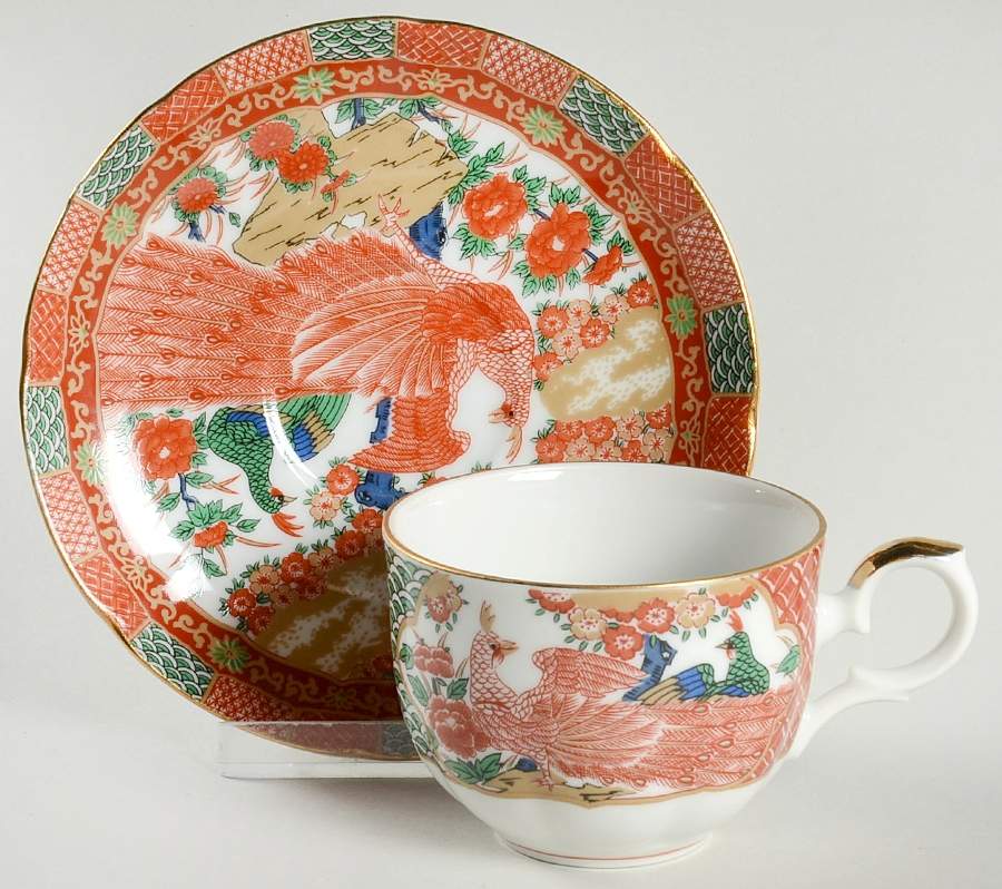 Imari Peacock Flat Cup & Saucer Set by Arita-1
