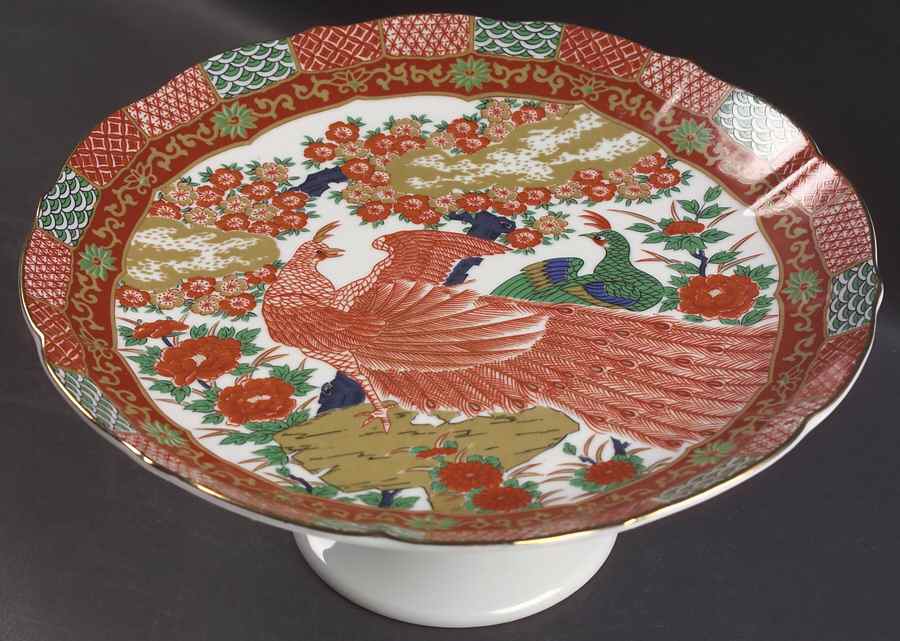 Imari Peacock 10" Diameter Pedestal Cake Stand by Arita-1