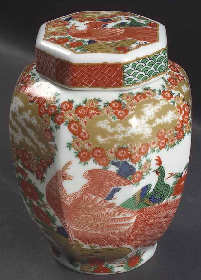 Imari Peacock Medium Ginger Jar & Lid by Arita-1
