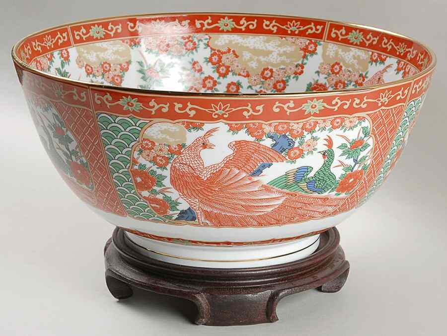 Imari Peacock 12" Large Salad Serving Bowl by Arita-1