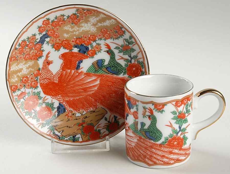 Imari Peacock Flat Demitasse Cup & Saucer Set by Arita-1