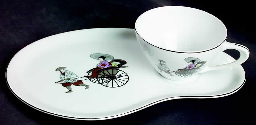 Rikisha Snack Plate & Cup Set by Arita-1