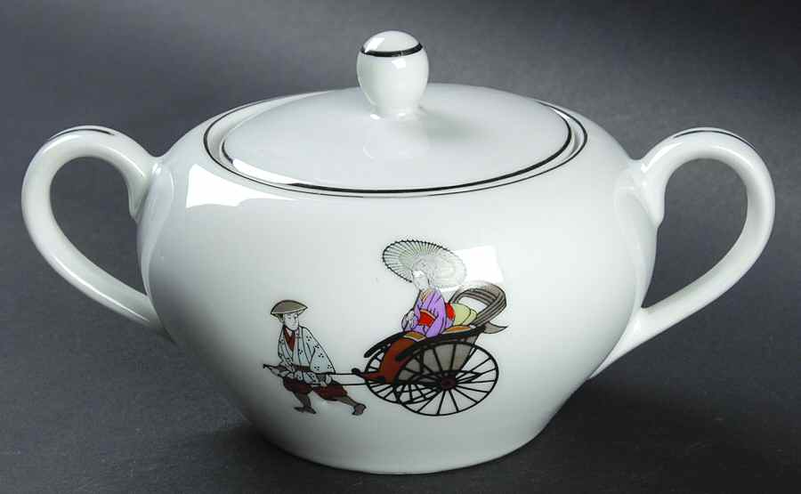 Rikisha Sugar Bowl & Lid by Arita-1